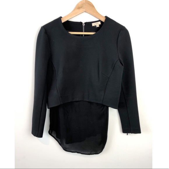 Neiman Marcus A.Moss Long Sleeve Black Top - Picture 3 of 8